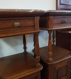 Pair of French Oak Marble Top Bedside Cabinets | Antique & Vintage | Moonee Ponds Antiques | Australia Wide Delivery