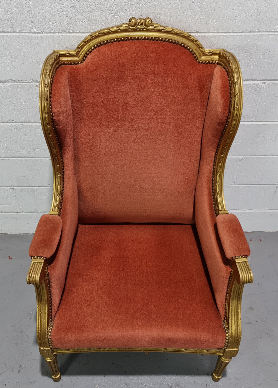 Antique Louis XVI Gilt Upholstered Bergere Wingback Chair | Antique & Vintage | Moonee Ponds Antiques | Australia Wide Delivery
