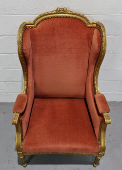 Antique Louis XVI Gilt Upholstered Bergere Wingback Chair | Antique & Vintage | Moonee Ponds Antiques | Australia Wide Delivery