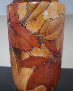 Antique Pokerwork Timber Vase With Floral Design | Antique & Vintage | Moonee Ponds Antiques | Australia Wide Delivery