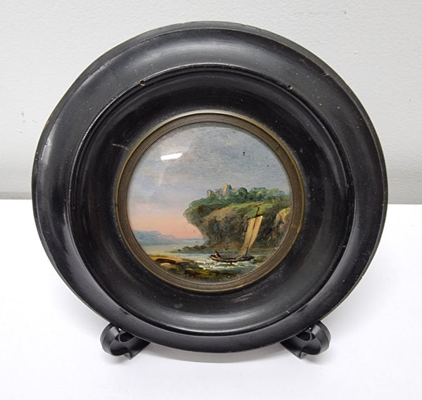 Victorian hand painted miniature sea scene. It is in good original condition and has been sourced locally. Please view photos as they help form part of the description.