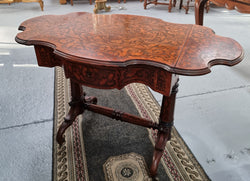 Stunning Marquetry Inlaid Extendable Side Table | Antique & Vintage | Moonee Ponds Antiques | Australia Wide Delivery