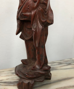 Vintage Chinese Carved Rosewood Figure On Wood Stand | Antique & Vintage | Moonee Ponds Antiques | Australia Wide Delivery