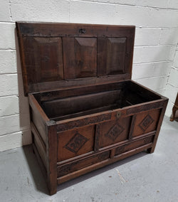 Early 19th Century Carved French Dark Oak Coffer | Antique & Vintage | Moonee Ponds Antiques | Australia Wide Delivery