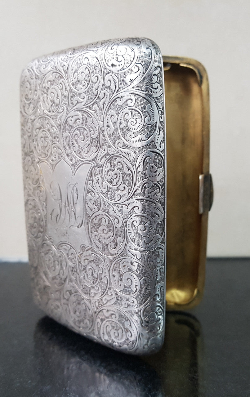 Victorian Birmingham Silver Cigar Case Superb Engraving | Antique & Vintage | Moonee Ponds Antiques | Australia Wide Delivery