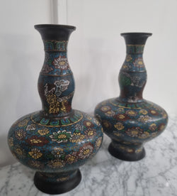 Pair of Early 19th Century Cloisonné Vases | Antique & Vintage | Moonee Ponds Antiques | Australia Wide Delivery
