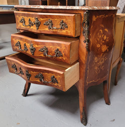 Antique French Louis XV Style Compact Three Drawer Marble Top Commode | Antique & Vintage | Moonee Ponds Antiques | Australia Wide Delivery