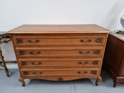 Fabulous French Light Oak Chest of Four Drawers | Antique & Vintage | Moonee Ponds Antiques | Australia Wide Delivery