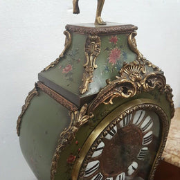 Rare Original 19th Century Bronze Hand Painted And Lacquered Mantel Clock