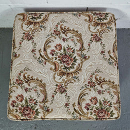 Vintage square Mahogany Tapestry foot stool. It is in good original used condition and can be used as is or be reupholstered.