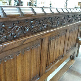 French Oak Gothic Hall Seat