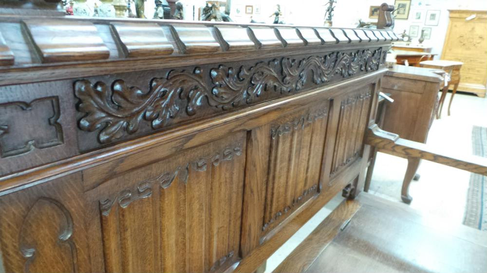 French Oak Gothic Hall Seat