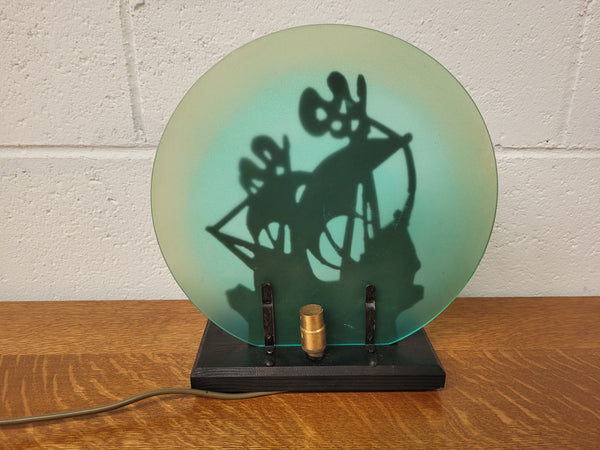 Art Deco bronze glass ships lamp. It has been rewired and is from circa 1920's.