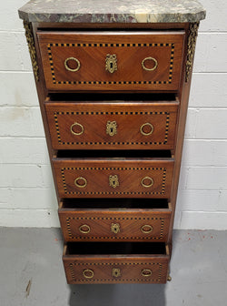 Louis XIV Style Tall Chest of Five Drawers With Marble Top | Antique & Vintage | Moonee Ponds Antiques | Australia Wide Delivery