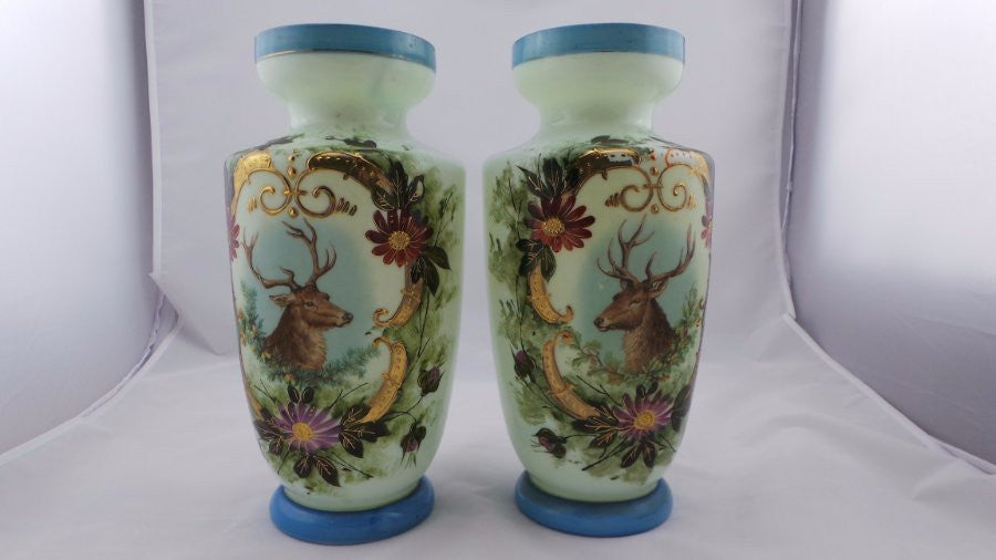 Pair Of Victorian Milk Glass Vases | Antique & Vintage | Moonee Ponds Antiques | Australia Wide Delivery