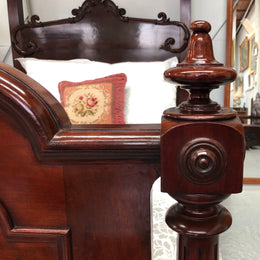 Antique Carved Mahogany Half Tester Poster Bed