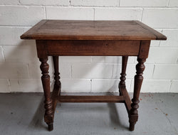 Rustic French Oak Side Table-Desk with Turned Legs | Antique & Vintage | Moonee Ponds Antiques | Australia Wide Delivery