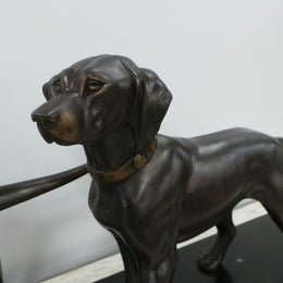 Art Deco Bronzed Spelter Statue Of Two Dogs