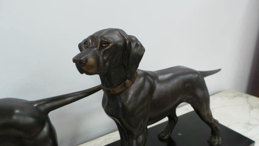 Art Deco Bronzed Spelter Statue Of Two Dogs | Antique & Vintage | Moonee Ponds Antiques | Australia Wide Delivery