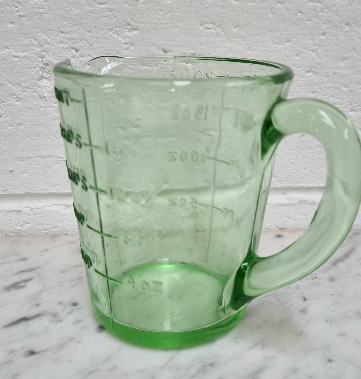 Vintage Green Depression Glass Measuring Jug | Antique & Vintage | Moonee Ponds Antiques | Australia Wide Delivery