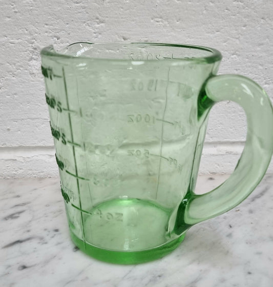 Vintage green depression glass jug. In good original condition.