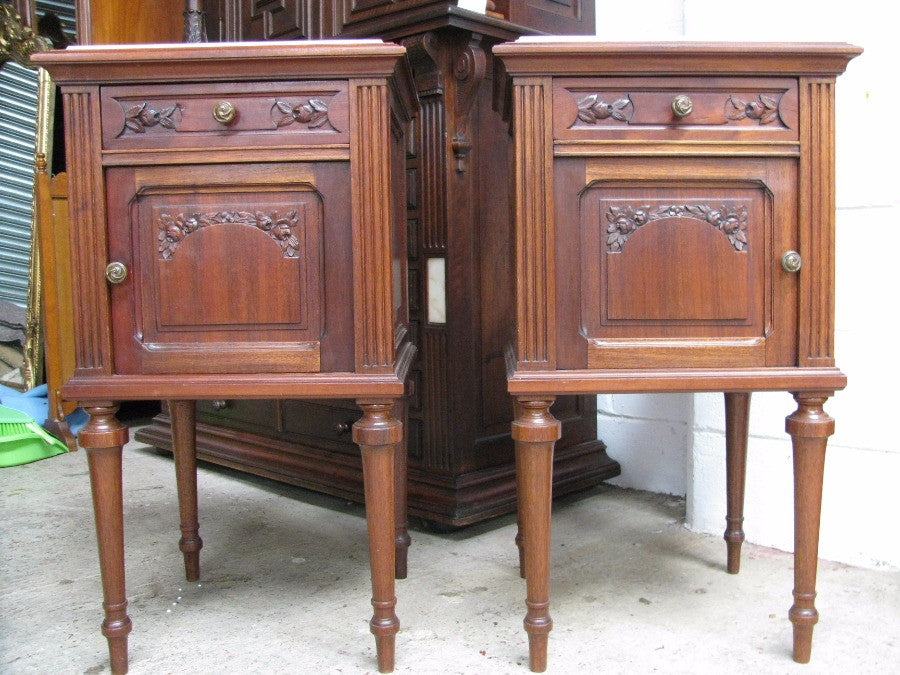Pair Of French Mahogany Bedsides | Antique & Vintage | Moonee Ponds Antiques | Australia Wide Delivery