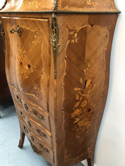 French Bombe Marquetry Inlaid Abbattant | Antique & Vintage | Moonee Ponds Antiques | Australia Wide Delivery