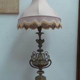 Vintage Table Lamp With Pink Shade