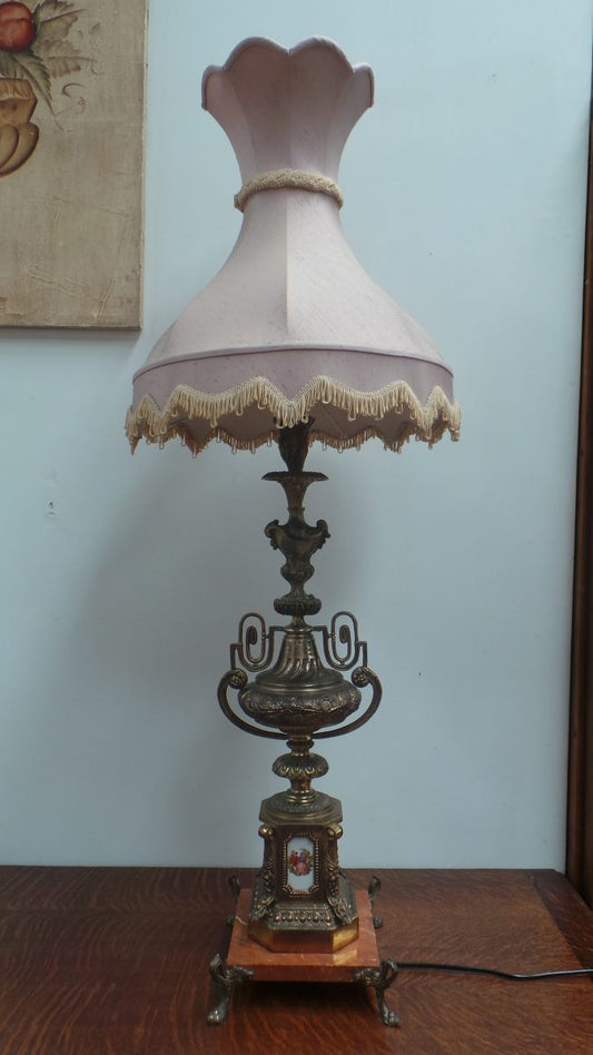 Vintage Table Lamp With Pink Shade