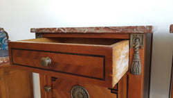 Pair Of French inlaid & Marble Top Bedsides | Antique & Vintage | Moonee Ponds Antiques | Australia Wide Delivery
