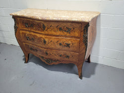 French Three Drawer Marquetry Inlaid Marble Top Commode | Antique & Vintage | Moonee Ponds Antiques | Australia Wide Delivery