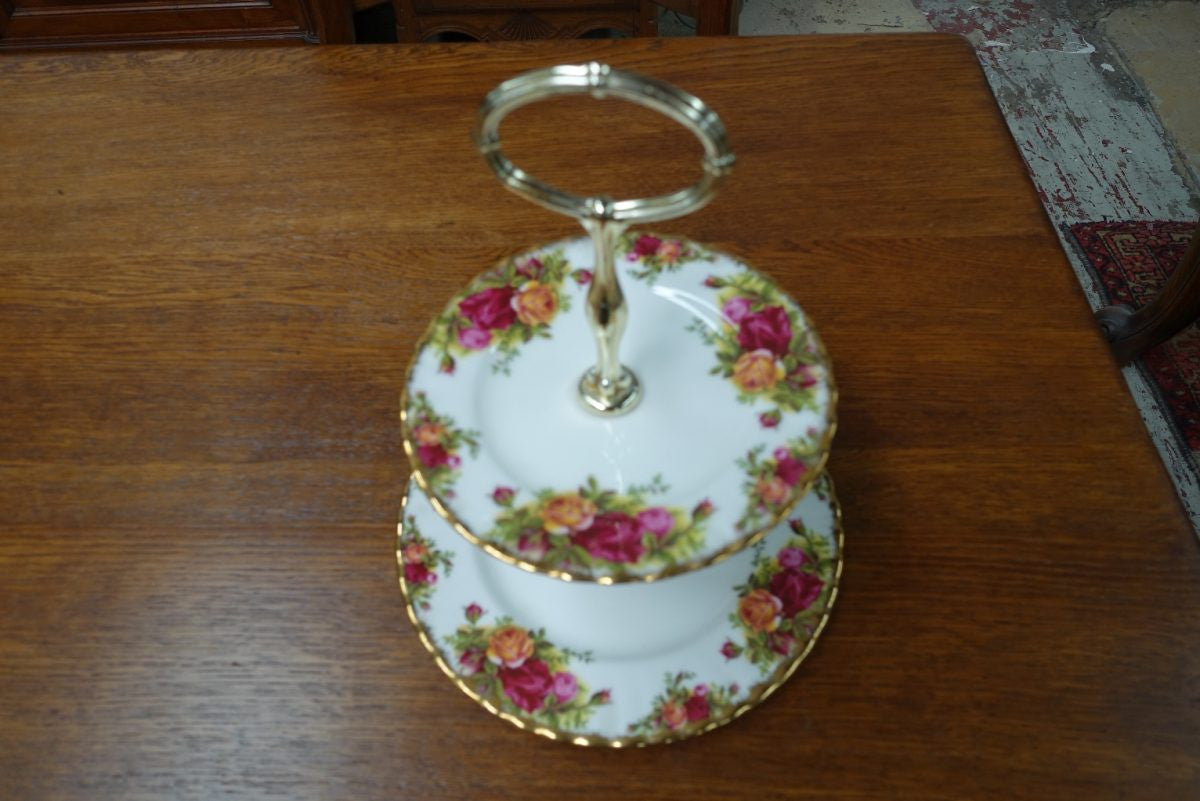 Royal Albert Old Country Roses Two Tier Cake Stand | Antique & Vintage | Moonee Ponds Antiques | Australia Wide Delivery