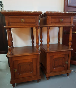 Pair of French Oak Marble Top Bedside Cabinets | Antique & Vintage | Moonee Ponds Antiques | Australia Wide Delivery