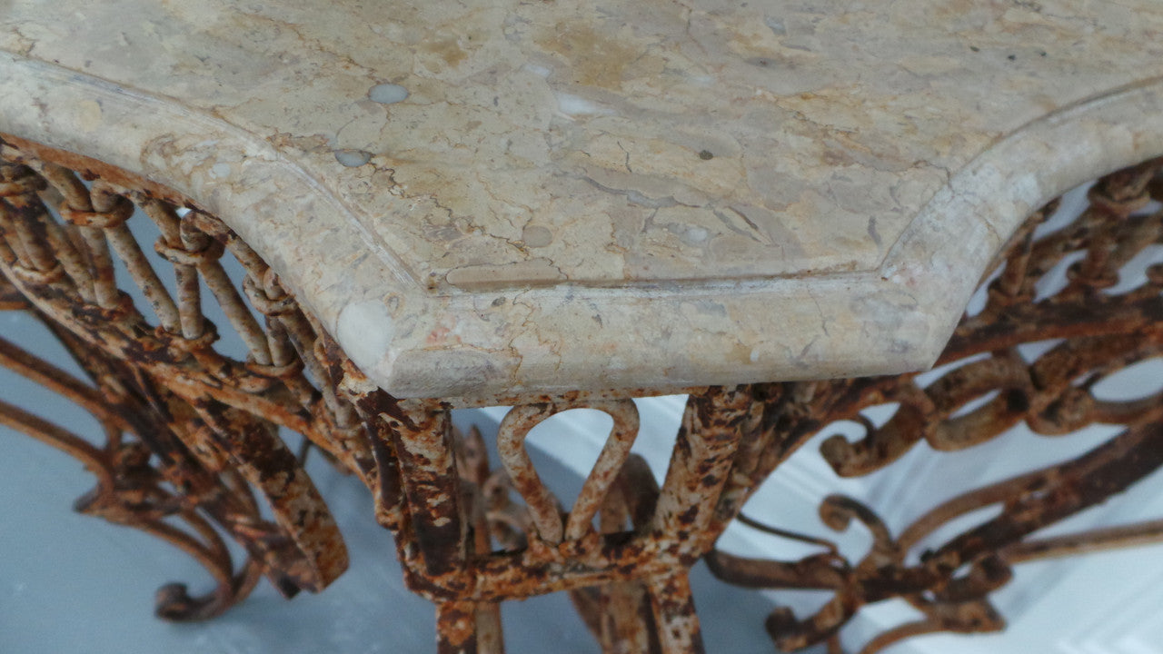 French Style Ornate Wrought Iron Marble Top Table | Antique & Vintage | Moonee Ponds Antiques | Australia Wide Delivery