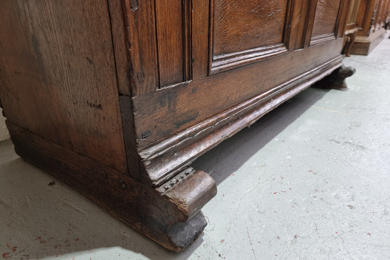 Fabulous early 19th Century French Oak carved coffer/ trunk. It has amazing patina and has a small inside storage section which originally would of been used for candles. It is in in good original condition.