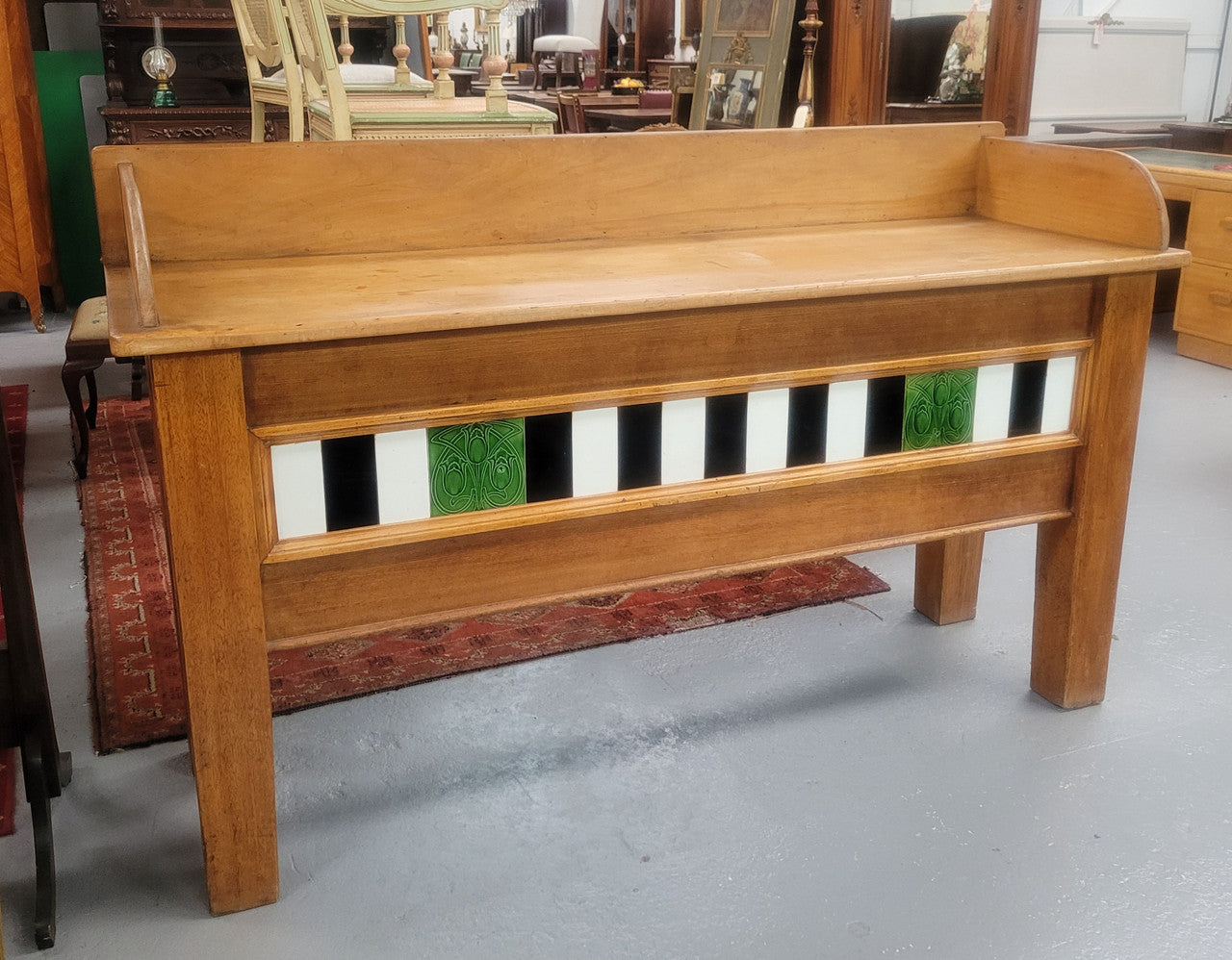 Australian Kauri Pine Preparation Bench Decorated With Original Tiles