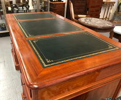 Antique French Mahogany & Leather Inset Top Double Pedestal Partners Desk | Antique & Vintage | Moonee Ponds Antiques | Australia Wide Delivery