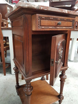 French Oak Marble Top Bedside Cabinet | Antique & Vintage | Moonee Ponds Antiques | Australia Wide Delivery