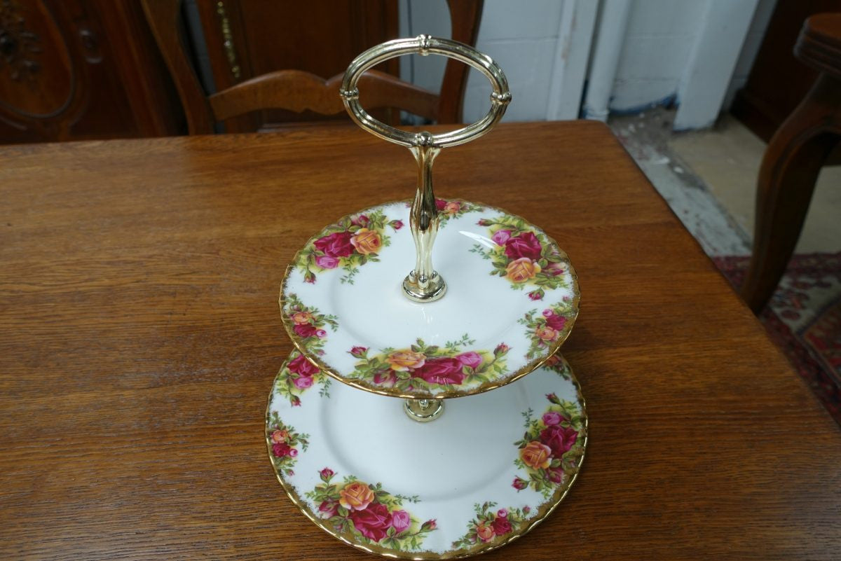 Royal Albert Old Country Roses Two Tier Cake Stand | Antique & Vintage | Moonee Ponds Antiques | Australia Wide Delivery