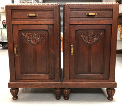 Pair Of French Art Deco Oak Bedside Cabinets | Antique & Vintage | Moonee Ponds Antiques | Australia Wide Delivery