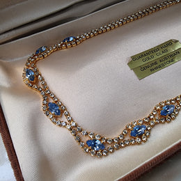 Beautiful vintage Austrian rhinestone necklace with lovely light blue stones and in good condition.