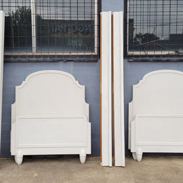 Two attractive vintage French chalk painted king single Art Deco beds. They have been sourced from France and are in good original condition.