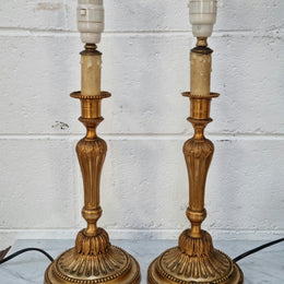 Beautiful Pair of French Gilt Bronze Lamps