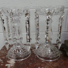 Pair Of Crystal And Clear Cut Glass Lusters