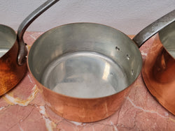 Set of Five Vintage Copper Saucepans with Tin Lining Made In France | Antique & Vintage | Moonee Ponds Antiques | Australia Wide Delivery
