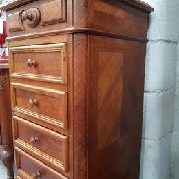 19th Century Louis XV Style French Walnut Drawers With Inset Marble Top