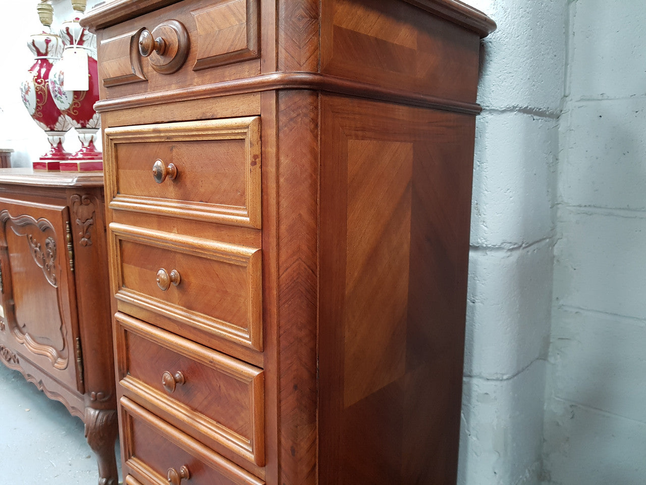 19th Century Louis XV Style French Walnut Drawers With Inset Marble Top | Antique & Vintage | Moonee Ponds Antiques | Australia Wide Delivery