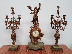 19th Century French Gilt & Onyx Marble Three Piece Clock Set | Antique & Vintage | Moonee Ponds Antiques | Australia Wide Delivery