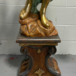 Sourced in France an Italian wooden carved Blackamoor lamp. Beautifully painted & gilded on a stunning base. It has been fully rewired to Australian standards.