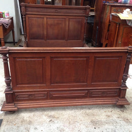 Henry II French Oak Queen Size Bed